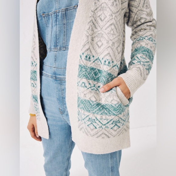 Fat Face Josie Cardigan Turquoise, Gray and White US size 6 - Picture 15 of 16